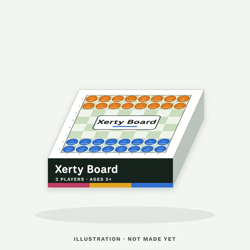 Illustration of a Xerty Board box, not made yet